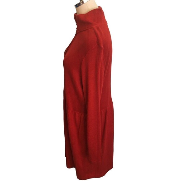 Russ Berens Red Size Large Dress Or Duster Lagenlook Minimalist ButtonUp NEW NWT - Picture 4 of 7